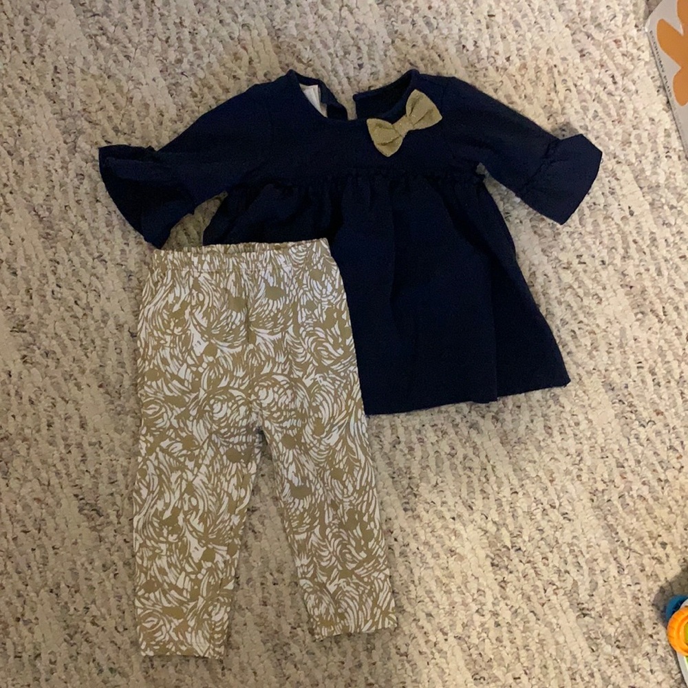 Gold and navy outfit